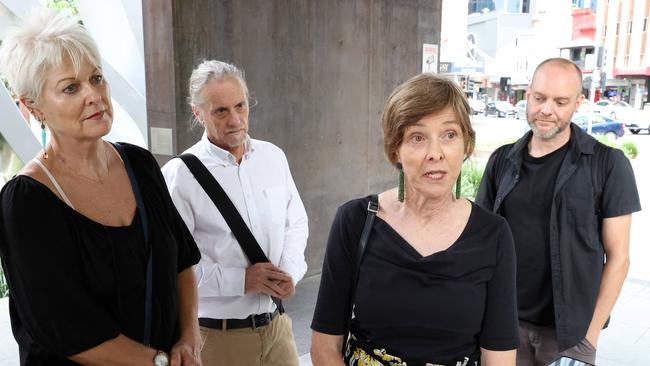 Dr Lee Ann Coaldrake with supporters outside Brisbane Magistrates Court. Picture: Liam Kidston