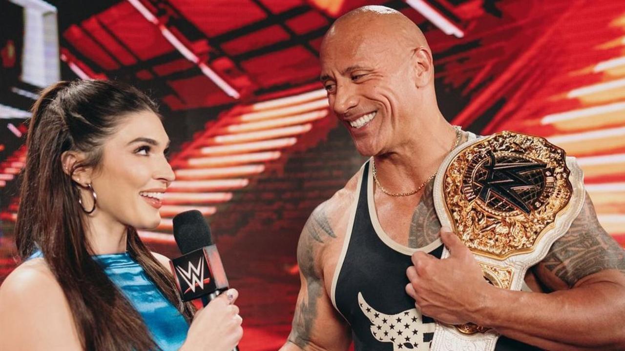 Dwayne 'The Rock' Johnson with Adelaide WWE megastar Rhea Ripley who is at the event in Perth. Picture: Instagram