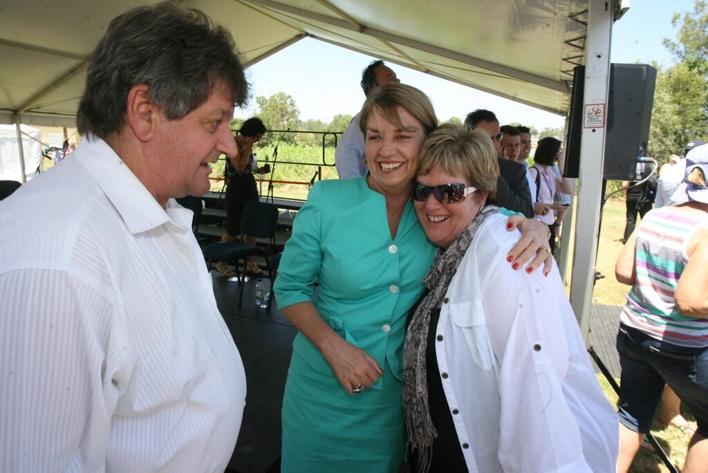 Premier Anna Bligh meets local residents after official proceedings at the Gatton commemorative flood service at the Lockyer Valley Cultural Centre. Photo: Rob Williams / The Queensland Times. Picture: Rob Williams