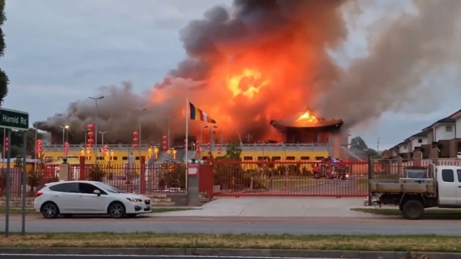 A fire which took hold on Sunday night has destroyed a historic building in Melbourne's south-east. Picture: Reddit