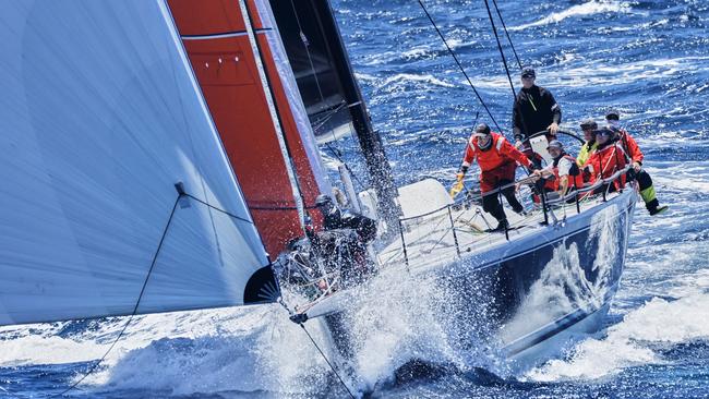 Tasmania's defending champion Alive powers down the NSW Coast on the opening day of the Rolex Sydney-Hobart. Picture Rolex-Carlo Borlenghi