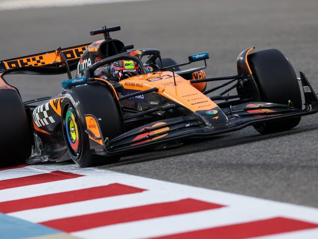 Piastri of Australia driving the McLaren MCL39 Mercedes on track during day three of F1 Testing at Bahrain International Circuit. Picture: Mark Thompson