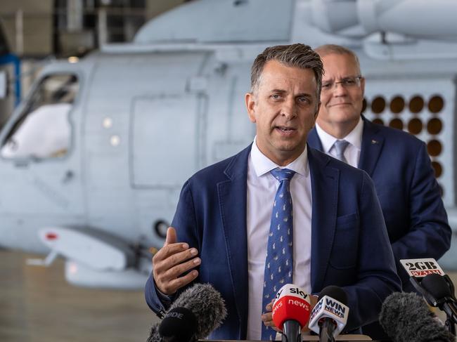 Andrew Constance, Liberal candidate for Gilmore, with Mr Morrison. Picture: Jason Edwards