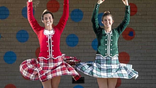 Courteney and Steffaney Treadwell are leaping into the world highland dancing championships held in Scotland. Picture: Adam Hourigan