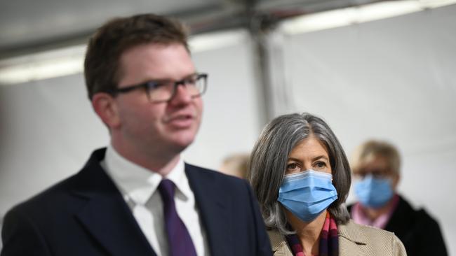 SA Health Minister Chris Picton and Chief Public Health Officer Professor Nicola Spurrier. Picture: NCA NewsWire / Naomi Jellicoe