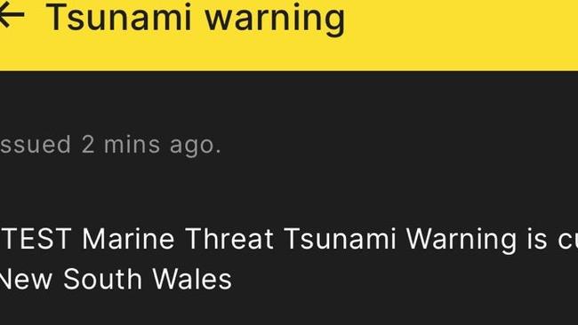 BOM on Wednesday sent out a tsunami test alert. Picture: Supplied.