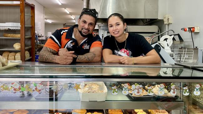 New owners of Annabel's Bakery on Sheridan St, Cairns North Bobby Singh and Rana Churchill. Picture: Yashee Sharma