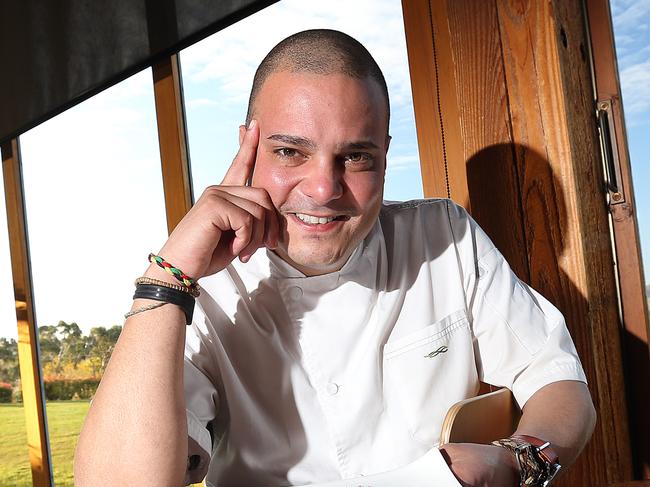 Frogmore Creek head chef Ruben Koopman with a dish called Smell the Roses. pic Sam Rosewarne