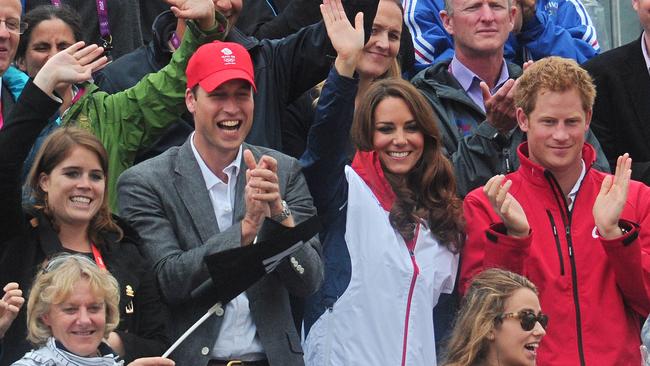 Princess Eugenie, Prince William, Catherine, Duchess of Cambridge, and Prince Harry in 2012. Picture: AFP PHOTO / CARL COURT.