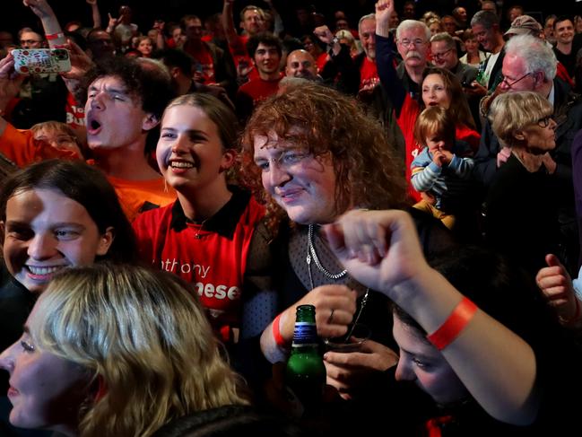 Anthony Albanese’s election-night celebration turned into a Covid super-spreader. Picture: Getty Images