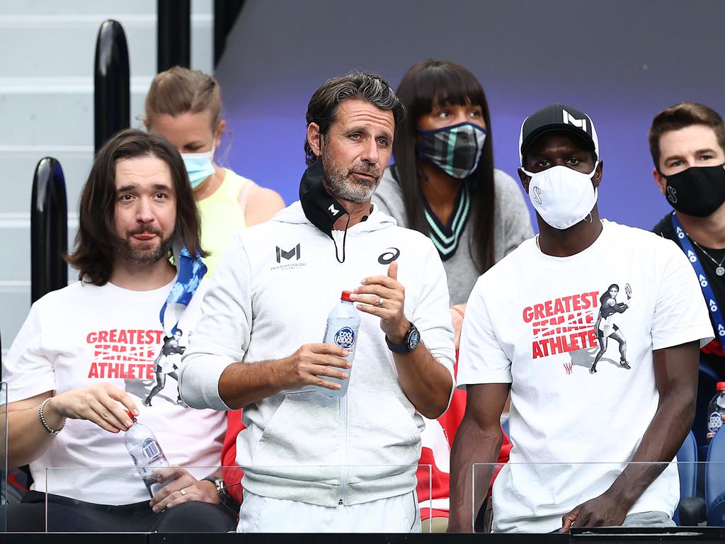 Reddit founder Alexis Ohanian, far left, in Melbourne to watch his wife Serena Williams in the Australian Open. Reddit may benefit from a Facebook exodus. Picture: Getty Images