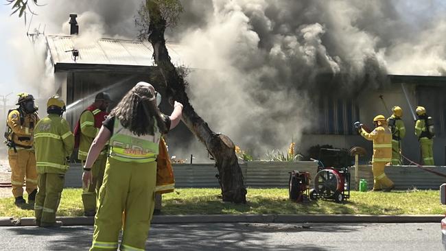 The Woorinen South family home went up in flames and elderly grandparents Carmel and Ray were rescued by their hero grandkids. Pic: Supplied