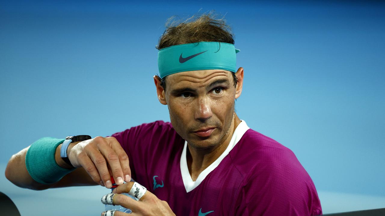 Rafael Nadal has struggled at times due to the warm conditions at Melbourne Park. Picture: Getty