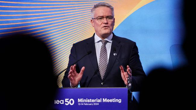 Belgian-born Australian Secretary-General of the Organisation for Economic Co-operation and Development (OECD) Mathias Cormann delivers a speech during the International Energy Agency (IEA) 2024 ministerial meeting and 50th Anniversary event, in Paris on February 13, 2024. Energy and climate ministers from around the world will meet in Paris on February 13 and 14 for the IEAâs 2024 Ministerial Meeting to take stock of the latest developments in energy markets, policies and transitions, and to set the Agencyâs strategic direction for the coming years. (Photo by Ian LANGSDON / AFP)