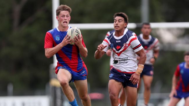 Jack Thompson on the charge for the Knights. Picture: Sue Graham