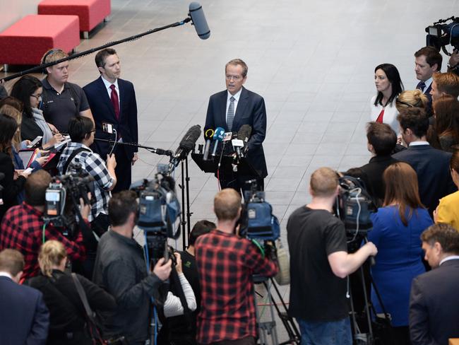 Opposition Leader Bill Shorten visits a technology centre as part of the 2016 election campaign in Sydney. Picture: AAP Image/Mick Tsikas