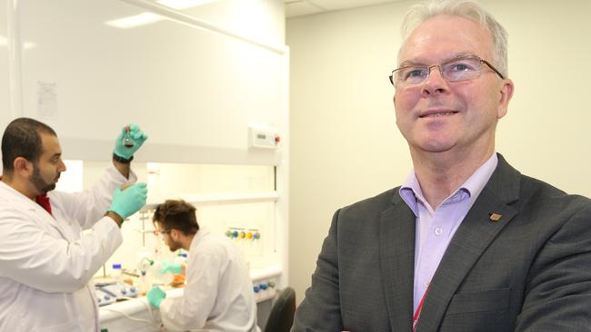 Institute for Glycomics at Griffith Uni is breaking new ground in vaccines  .Dr Ibrahim El-Deeb , Mr Callum Bennett  and   Professor Mark von Itzstein  . Picture Mike Batterham