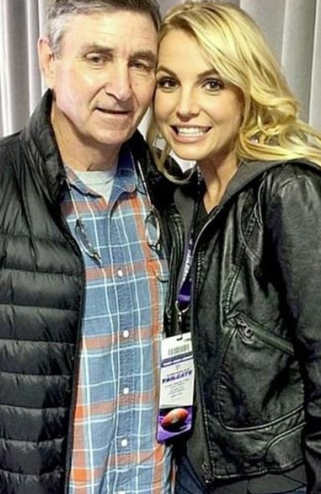 Britney Spears with dad Jamie. Picture: Supplied