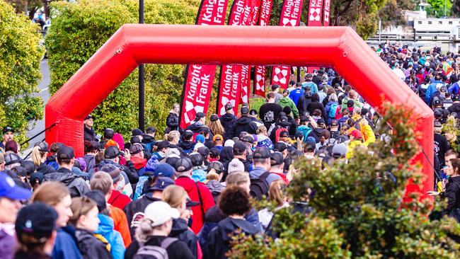 The start of the Point to pinnacle walking race. Picture: Linda Higginson