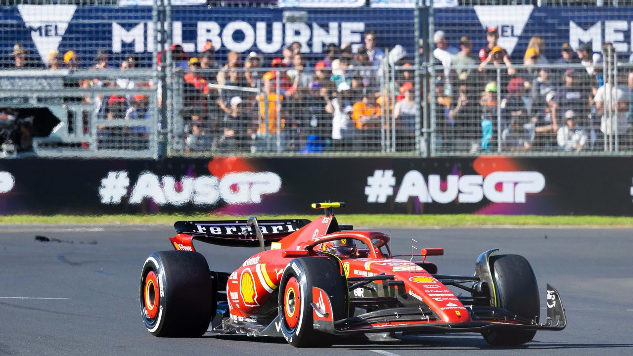 Ferrari driver Carlos Sainz wins. Sunday at the 2024 FORMULA 1 Melbourne Albert Park. Picture: Jason Edwards