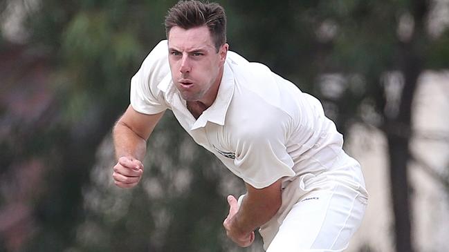 Photo: Hamish BlairMatthew Whittaker of Camberwell bowling during the Premier Cricket match between Dandenong and Camberwell played at Shipley Oval on Saturday, March 1, 2014 in Dandenong, Australia.