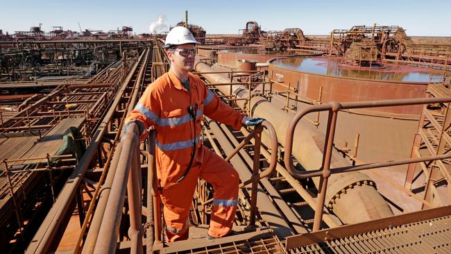 A worker at BHP Billiton's Olympic Dam project in South Australia. The mine produces copper, gold, silver and uranium.