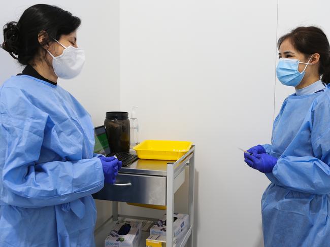 A person gets vaccinated at the Roseville Vaccination centre in Sydney. Picture: NCA Newswire /Gaye Gerard