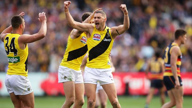 Shaun Grigg celebrates a goal on Grand Final day. Picture: Getty Images