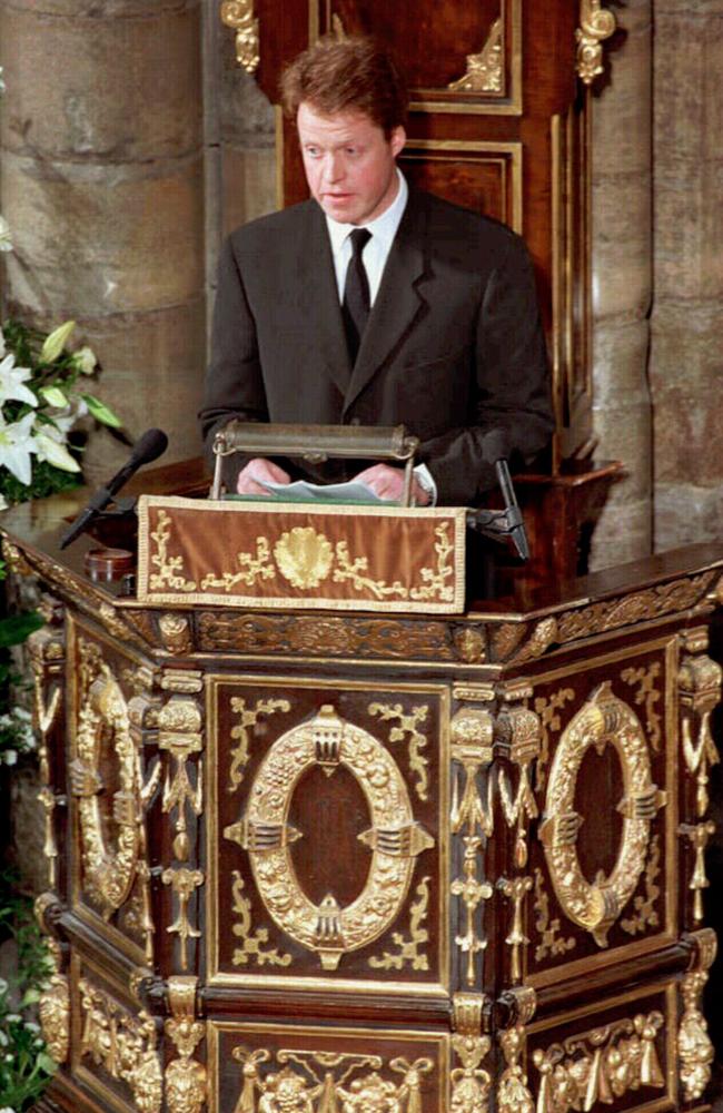 Earl Spencer, brother of the Princess of Wales gives his powerful eulogy to the congregation in Westminster Abbey during Diana’s funeral service.