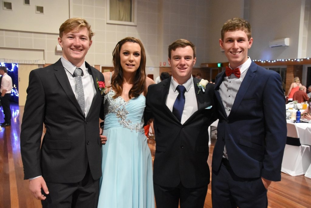 Pittsworth State High School formal 2015 Jack Cornford, Tamara Miller, Michael Markey, Aaron Ezzy. Picture: Photo Contributed