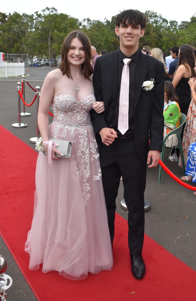 Kyla Chirgwin and Brooklyn Medina at the Pacific Lutheran College Formal held at the Sunshine Coast Turf Club on November 15, 2024. Picture: Sam Turner