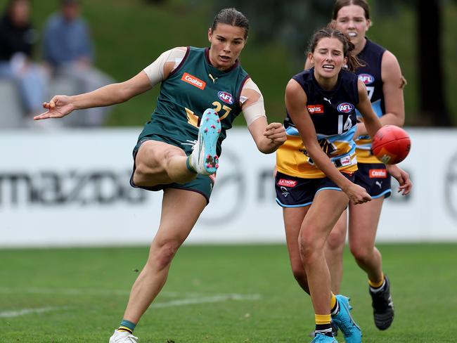 Tunisha Kikoak playing for the Devils. (Photo by Jonathan DiMaggio/AFL Photos/via Getty Images)