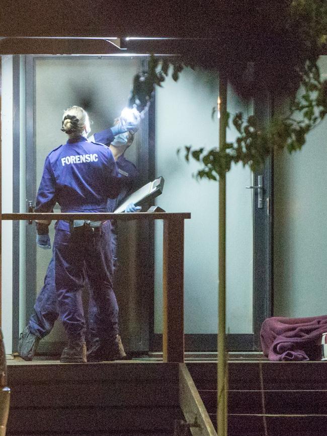 Police at the scene of Thornburgh’s death in Barmah. Picture: Mark Stewart