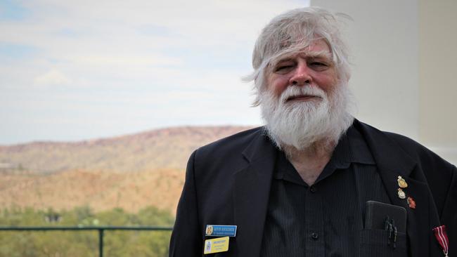 Remembrance Day 2022 commemorations at the Alice Springs cenotaph on Anzac Hill. Alice Springs RSL secretary Kevin Rockemer. Picture: Jason Walls