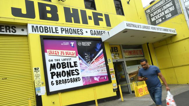 JB Hi-Fi shares closed at a record $53.96 on Friday. Picture: NCA NewsWire/Joel Carrett