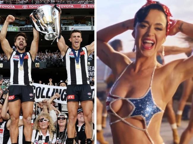 Katy Perry is closing in on doing the AFL Grand Final. Photo: Getty Images and Instagram