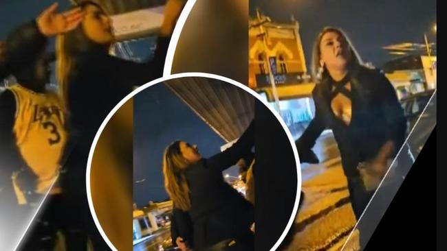 Role model in action: Senator Lidia Thorpe was captured on camera at 3am outside a Melbourne strip club yelling profanities at a group of men last month. Picture: 7 News