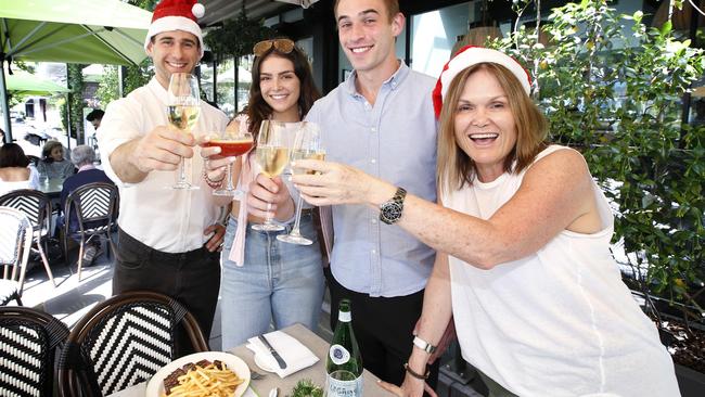 Kyle Buchanan, Izzy Gissing, Luke Girke and Anissa Gissing, looking forward to having a Christmas party at Bistro Guillaume at Crown. Picture: David Caird