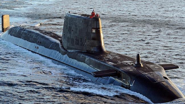 Astute class nuclear-powered submarine HMS Ambush during sea trials near Scotland in 2012. Picture: Supplied