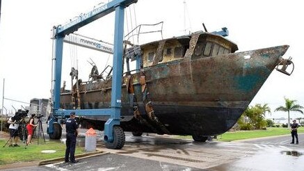 The MV Dianne at Bundaberg after it was raised from the ocean. PHOTO: Mike Knott