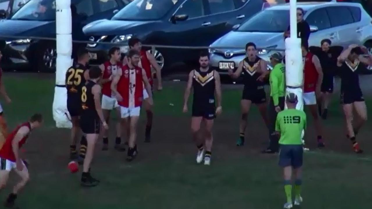 Reaction after Brighton's missed goal after the siren against Goodwood Saints.