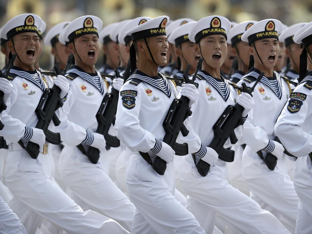 China's People's Liberation Army showing has engaged in several shows of military might in recent weeks. Picture: Mark Schiefelbein/AP