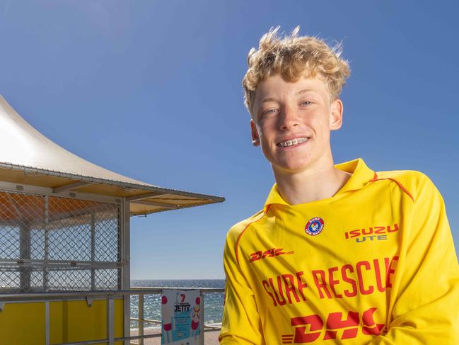 Surf Lifesaver Mack Morgan, 16 infant of the watchtower at Brighton Beach SA. Pictured on Jan 9th 2023. Picture: Ben Clark