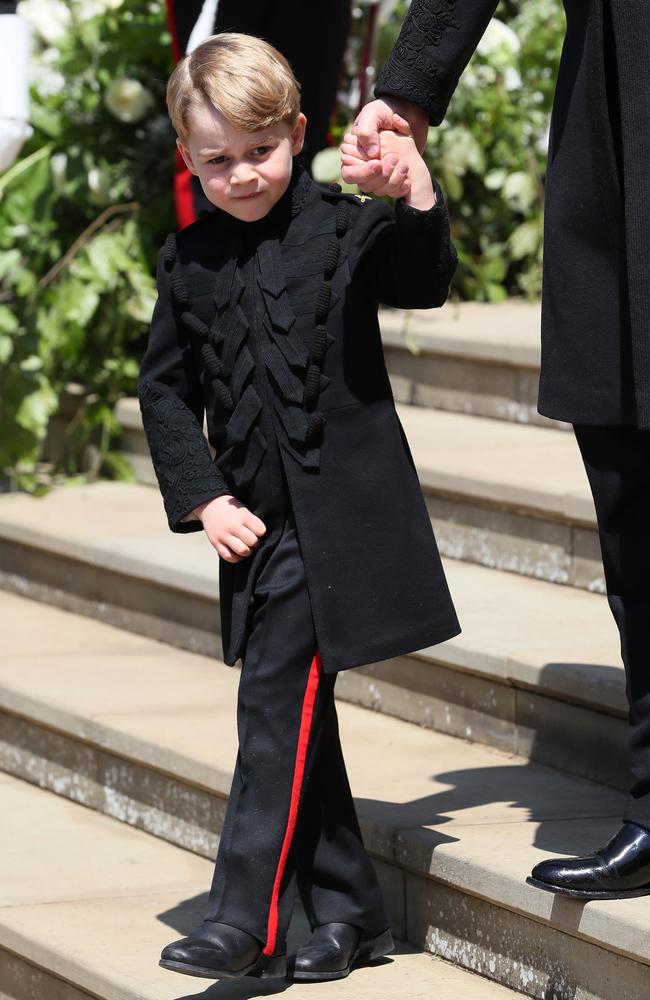 Prince George after attending the wedding of Prince Harry and Meghan Markle. Picture: AFP Photo/Brian Lawless