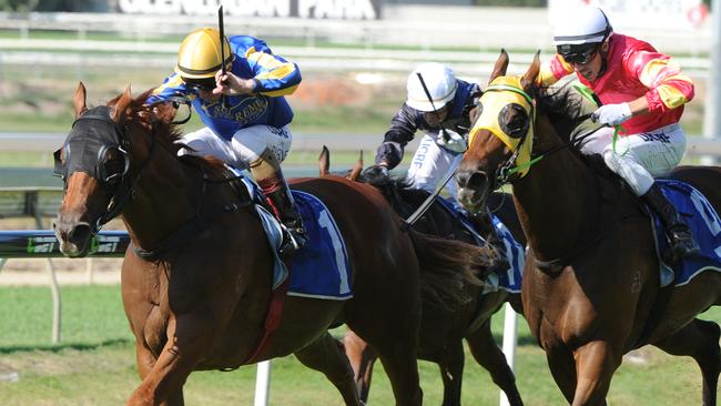 Casual Choice, left, is likely to target the Weetwood Handicap in Toowoomba. Picture: Grant Peters