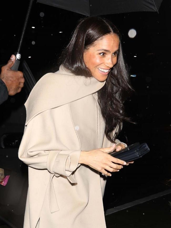 Meghan kept her look simple in black and beige. Picture: The Daily Stardust/NYP/MEGA/Backgrid