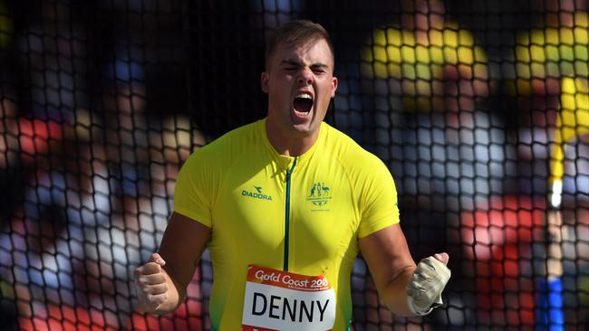 Denny in action during the hammer throw on day four.