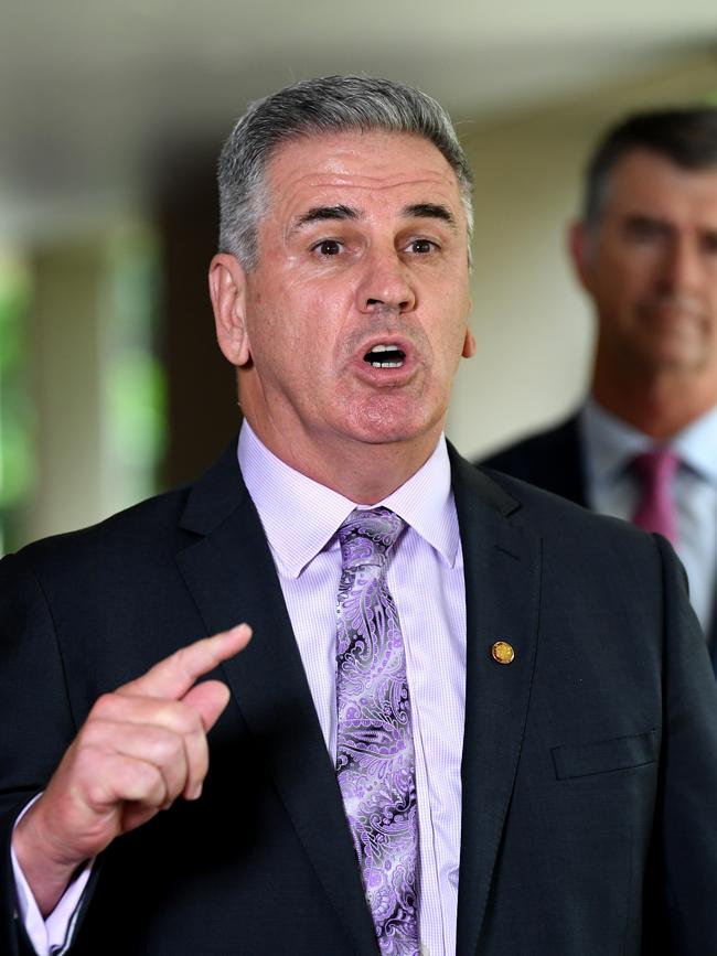 Queensland Shadow Corrective Services Minister Dale Last speaks during a press conference at Parliament House. Picture: NCA NewsWire / Dan Peled