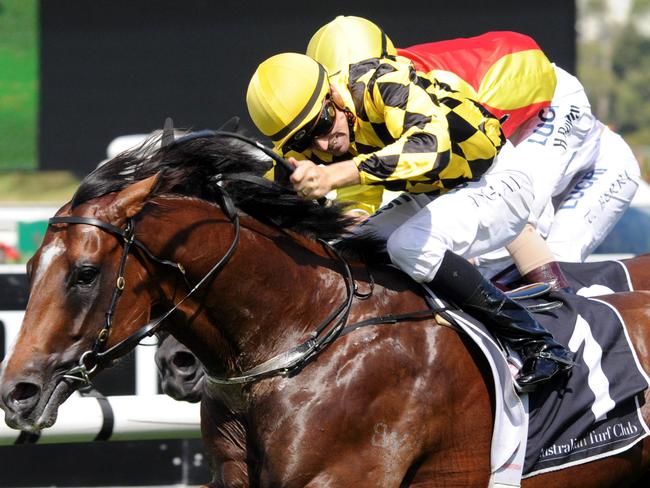 Photographer: Simon Bullard. Race 5 ESKIMO PRINCE STAKES (3YO) - 1200m. Winner 'Scissor Kick' ridden by Tye England.