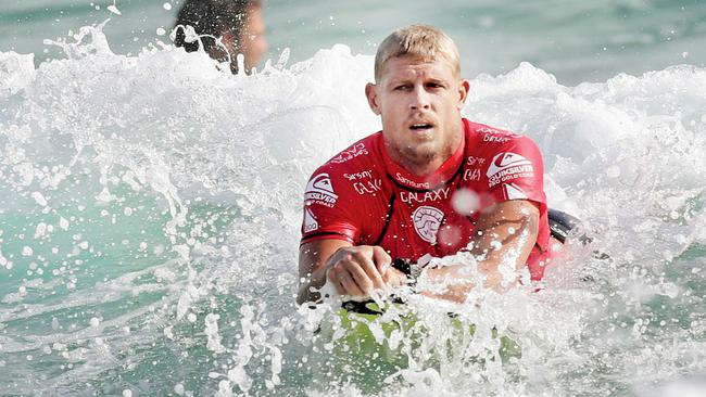 Mick Fanning after winning his round 2 heat. Picture: Luke Marsden.